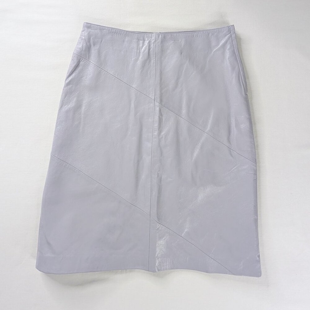 VTG Soft Purple Gray Leather Block Seam Lined Skirt Boho Corpcore